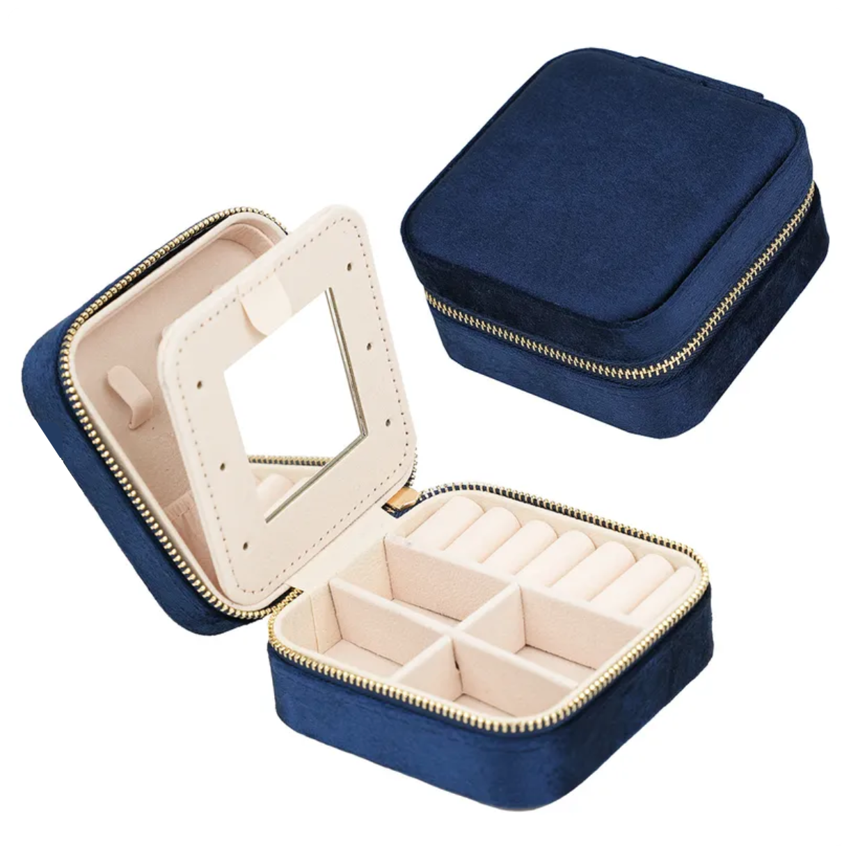 Boi te a bijoux velours bleu marine