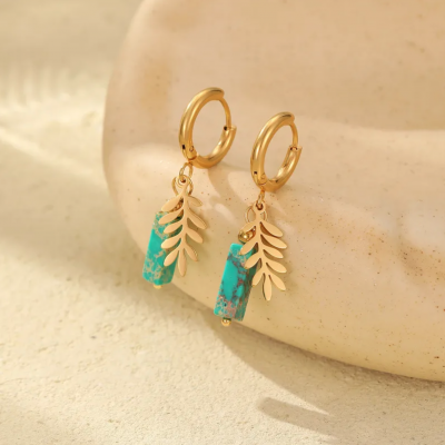 Boucles d oreilles cre oles acier inoxydable pierre naturelle