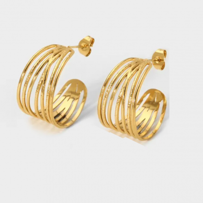 Boucles d oreilles dore acier inoxydable
