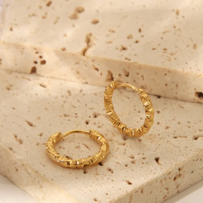 Boucles d oreilles dore es cre oles torsade es acier inoxydable