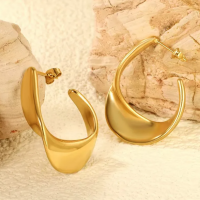 Boucles d oreilles torsade es dore es acier inoxydable 02