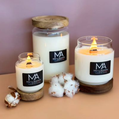 Bougie artisanale franc aise fleurs de coton 01