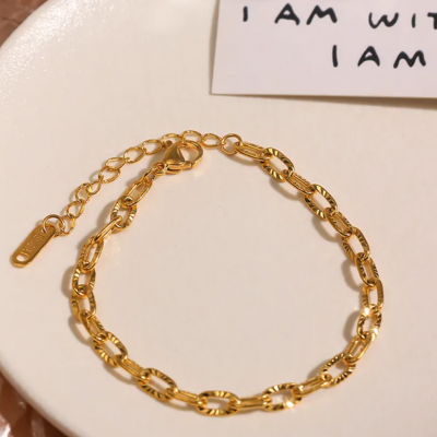 Bracelet dore maillons acier inoxydable