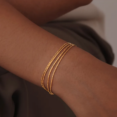 Bracelet dore multi rangs acier inoxydable 02