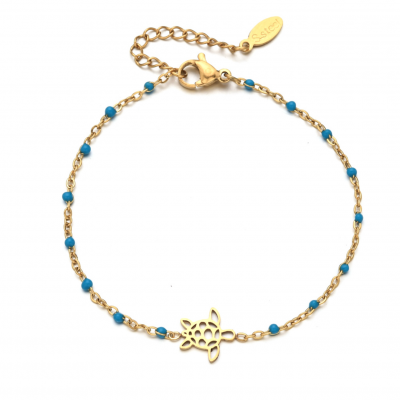Bracelet dore tortue acier inoxydable