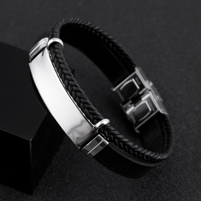 Bracelet homme acier inoxydable noir 01