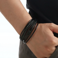 Bracelet homme multi rang noir 02