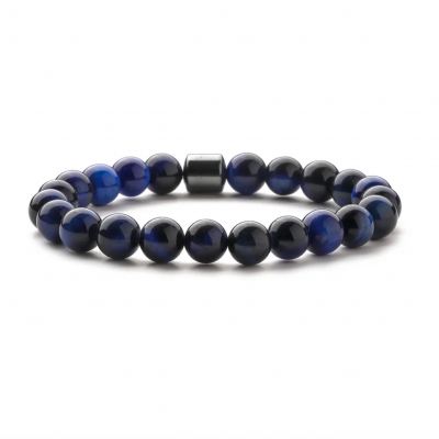 Bracelet homme pierre naturelle bleu