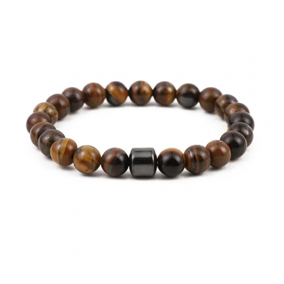 Bracelet homme pierre naturelle marron