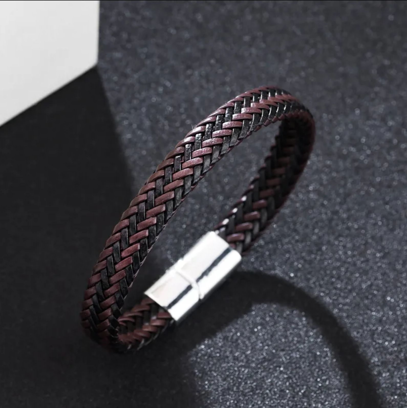 Bracelet homme tresse noir et marron
