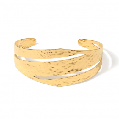 Bracelet manchette dore acier inoxydable