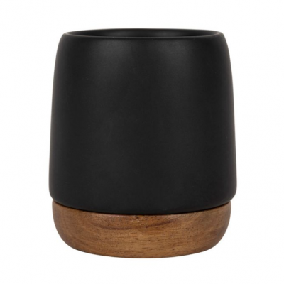Gobelet Nordika - Noir Mate - 10 cl - Grès / Bois d'acacia