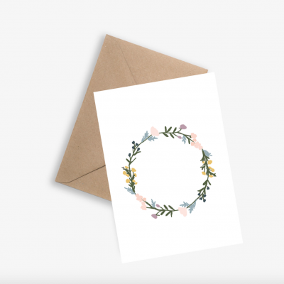 Couronne Champêtre - Carte + Enveloppe Kraft