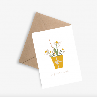 Je pense à toi - Carte + Enveloppe Kraft