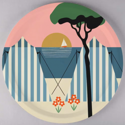 Les cabines - Plateau rond 38 cm