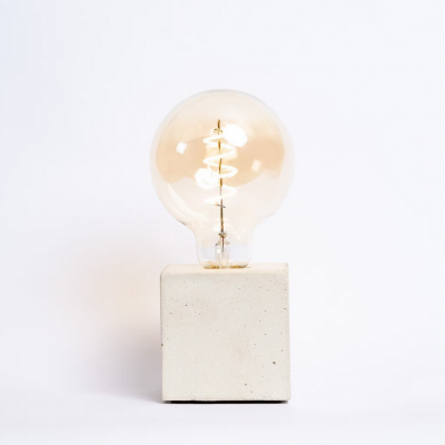 Lampe artisanale cube béton - Beige
