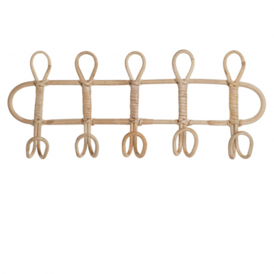 Porte manteaux en rotin 5 crochets