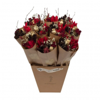 Petit bouquet de fleurs séchées naturelles - Rouge écarlate