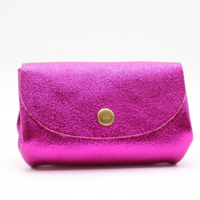 Fushcia - Porte-monnaie cuir 3 poches