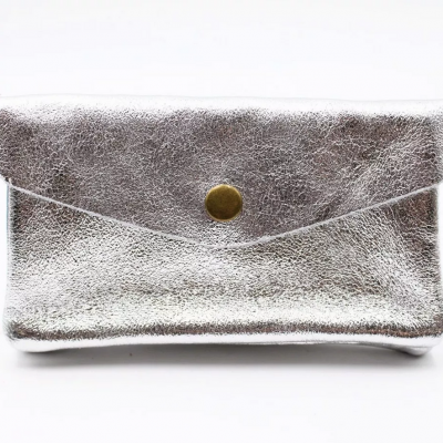 Argent - Grand porte-monnaie cuir 3 poches