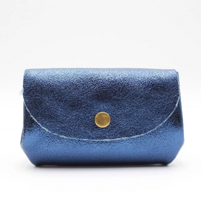 Bleu jean - Porte-monnaie cuir 3 poches