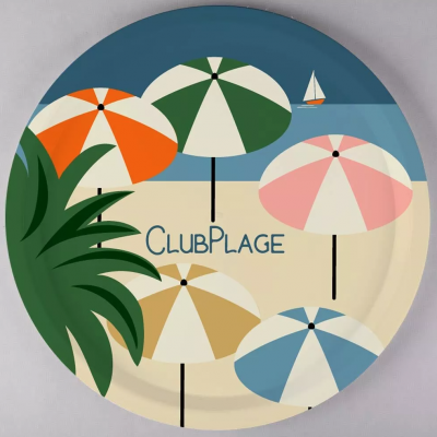 Club plage - Plateau rond 38 cm