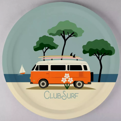 Club surf - Plateau rond 38 cm