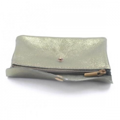 Argent - Grand porte-monnaie cuir 3 poches