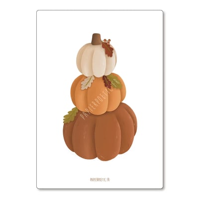 Carte automne pile de citrouilles