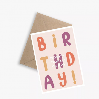Carte enveloppe kraft happy happy happy birthday