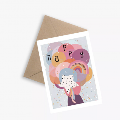 Carte enveloppe kraft les ballons d anniversaire