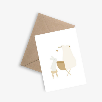 Carte enveloppe kraft naissance au dessus du berceau