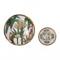 Coupe somptua vert et beige bois de manguier 01