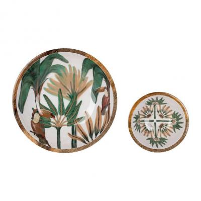 Coupe somptua vert et beige bois de manguier 01