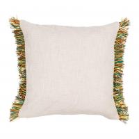 Coussin patchuca vert et ecru 45x45 coton et jute 02