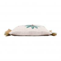 Coussin patchuca vert et ecru 45x45 coton et jute 03