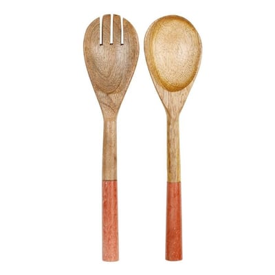 Couverts salade x2 sweet leaves naturel terracotta 79957 79957 deb web