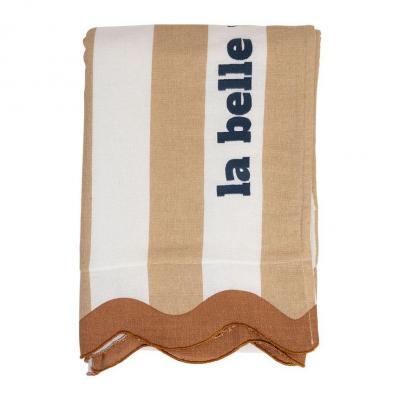 Drap de bain brode medi camel et terracotta 170x85cm 01