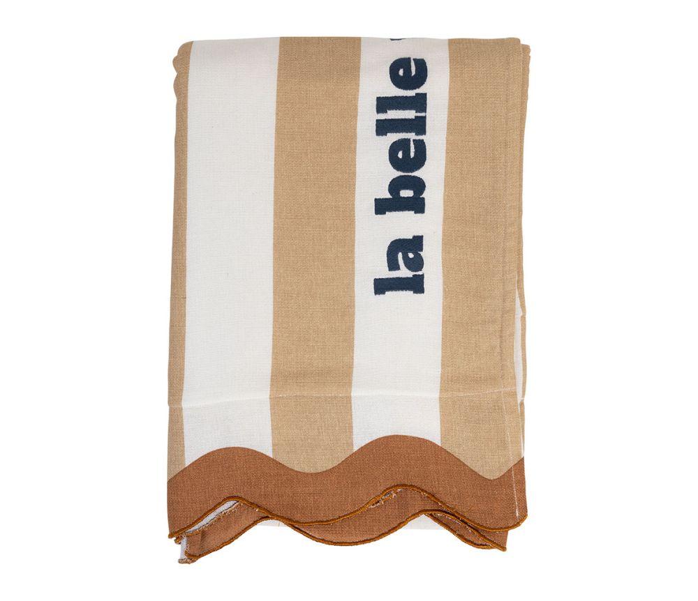 Drap de bain brode medi camel et terracotta 170x85cm 01