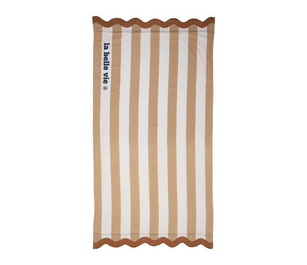 Drap de bain brode medi camel et terracotta 170x85cm 02