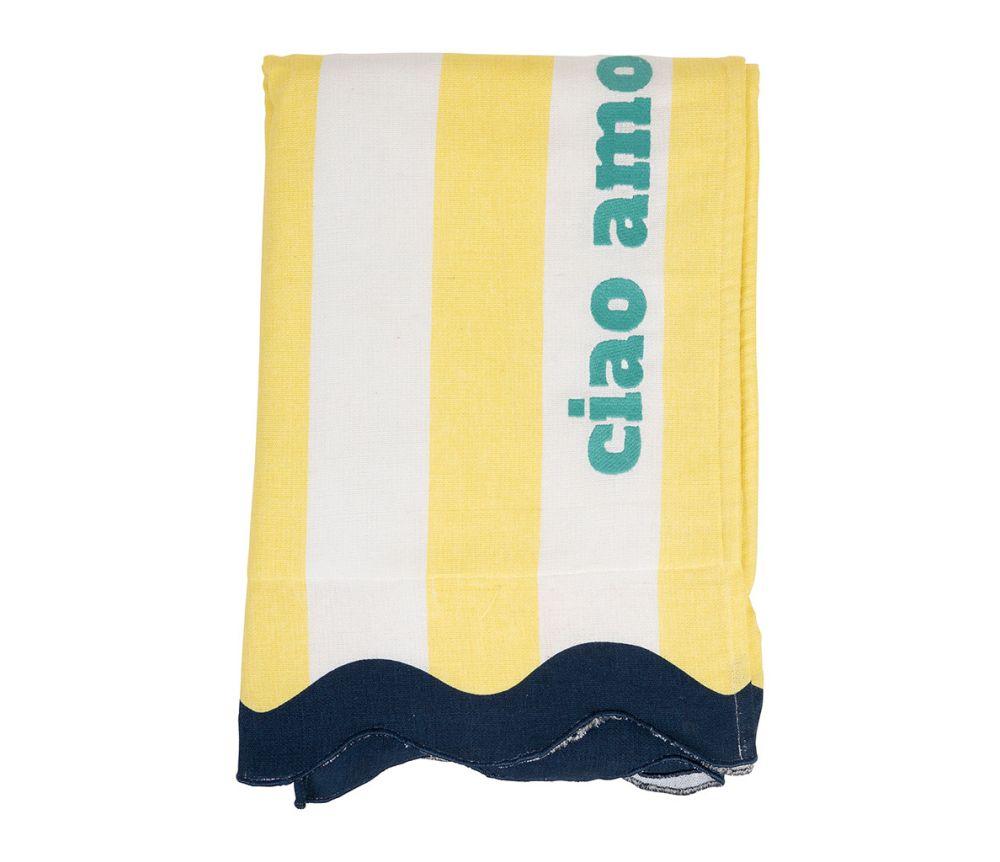 Drap de bain brode medi jaune et bleu marine 170x85cm 01