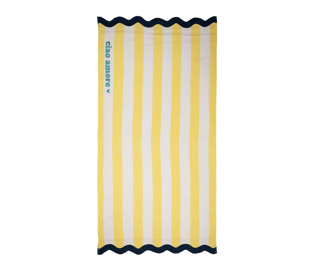 Drap de bain brode medi jaune et bleu marine 170x85cm 02