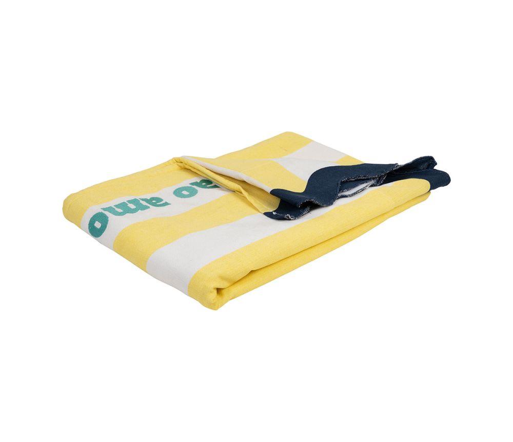 Drap de bain brode medi jaune et bleu marine 170x85cm 03