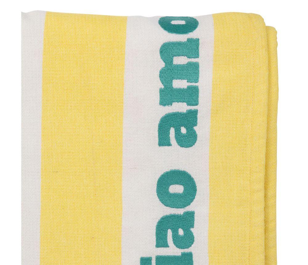 Drap de bain brode medi jaune et bleu marine 170x85cm 05