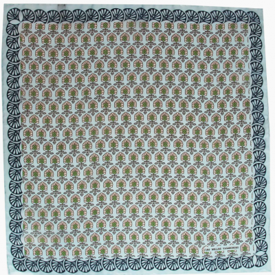 Foulard en soie pondichery bleu 2