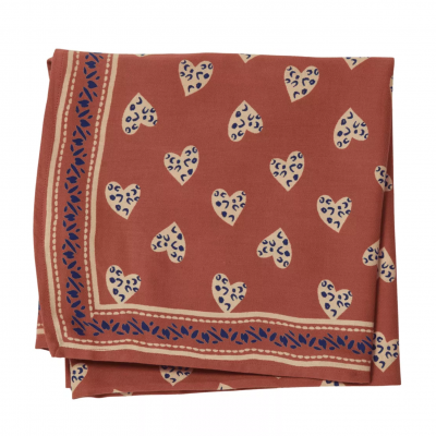 Foulard imprime coeur sauvage terracotta coton 01