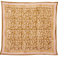 Foulard imprime fleurs indiennes iris olive coton 02