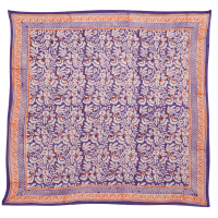 Foulard imprime fleurs indiennes iris violine coton 02
