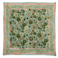 Foulard imprime fleurs indiennes meera blue green coton 01
