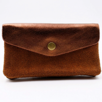 Grand porte monnaie cuir paillete et peau marron
